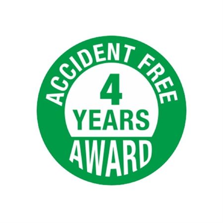 Accident Free 4 Years Award Hard Hat Decal